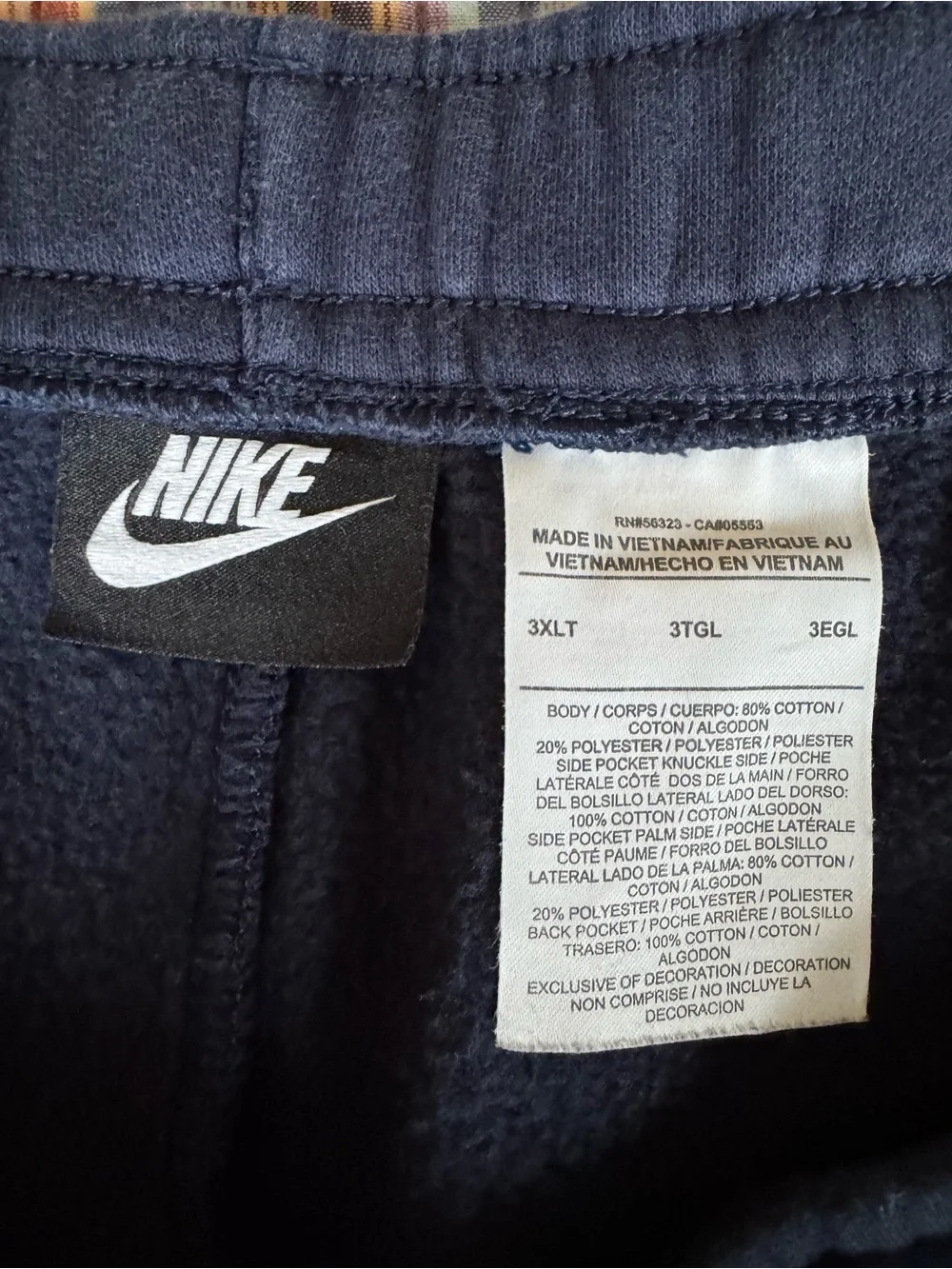 Nike Men's 3XLT Navy Blue Fleece Athletic Shorts drawstring elastic big swoosh - Picture 2 of 15